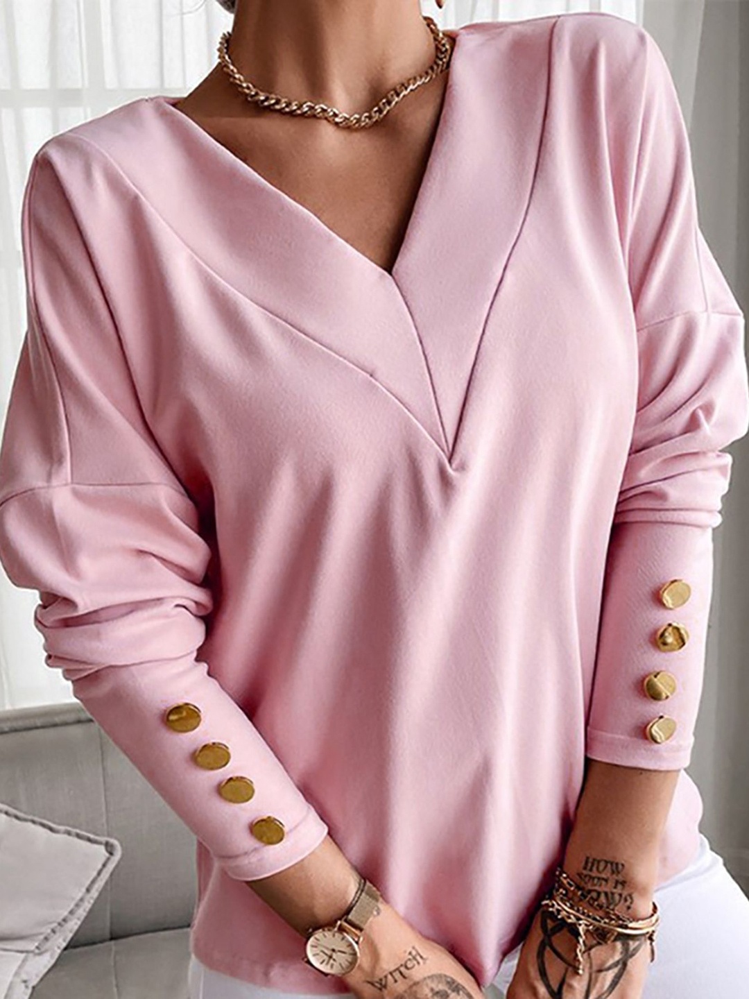 

StyleCast x Revolte Women Extended Sleeves Chiffon Top, Pink