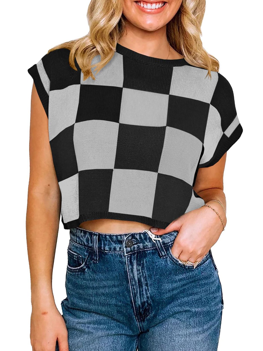 

StyleCast x Revolte Women Colourblocked Top, Black