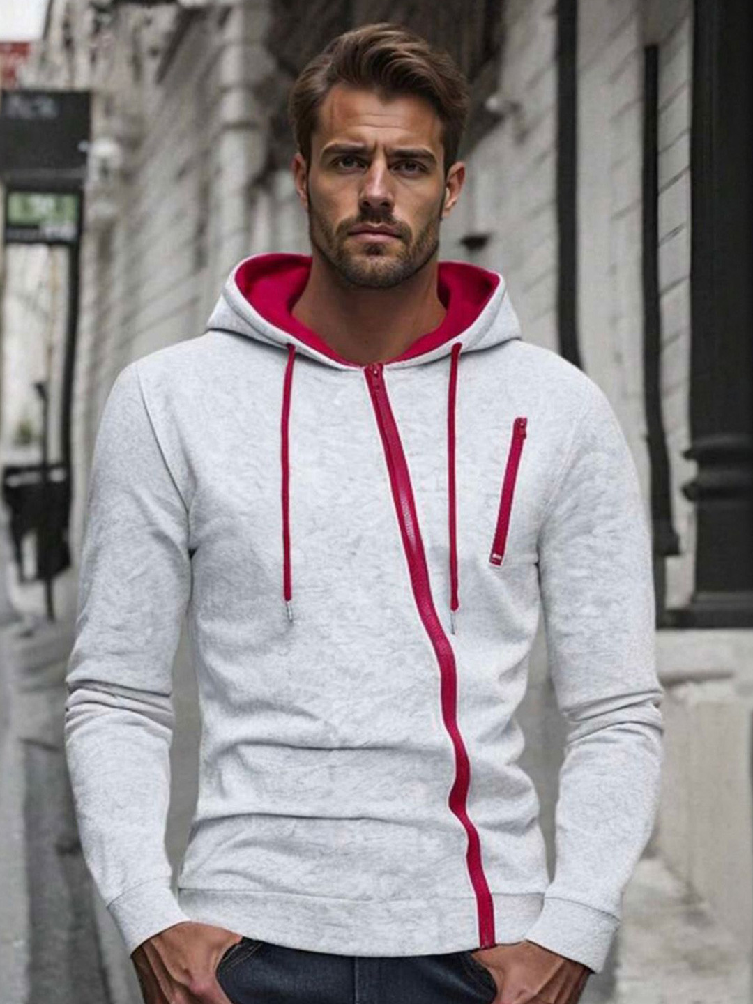 

StyleCast Men Hooded Front-Open Sweatshirt, Grey