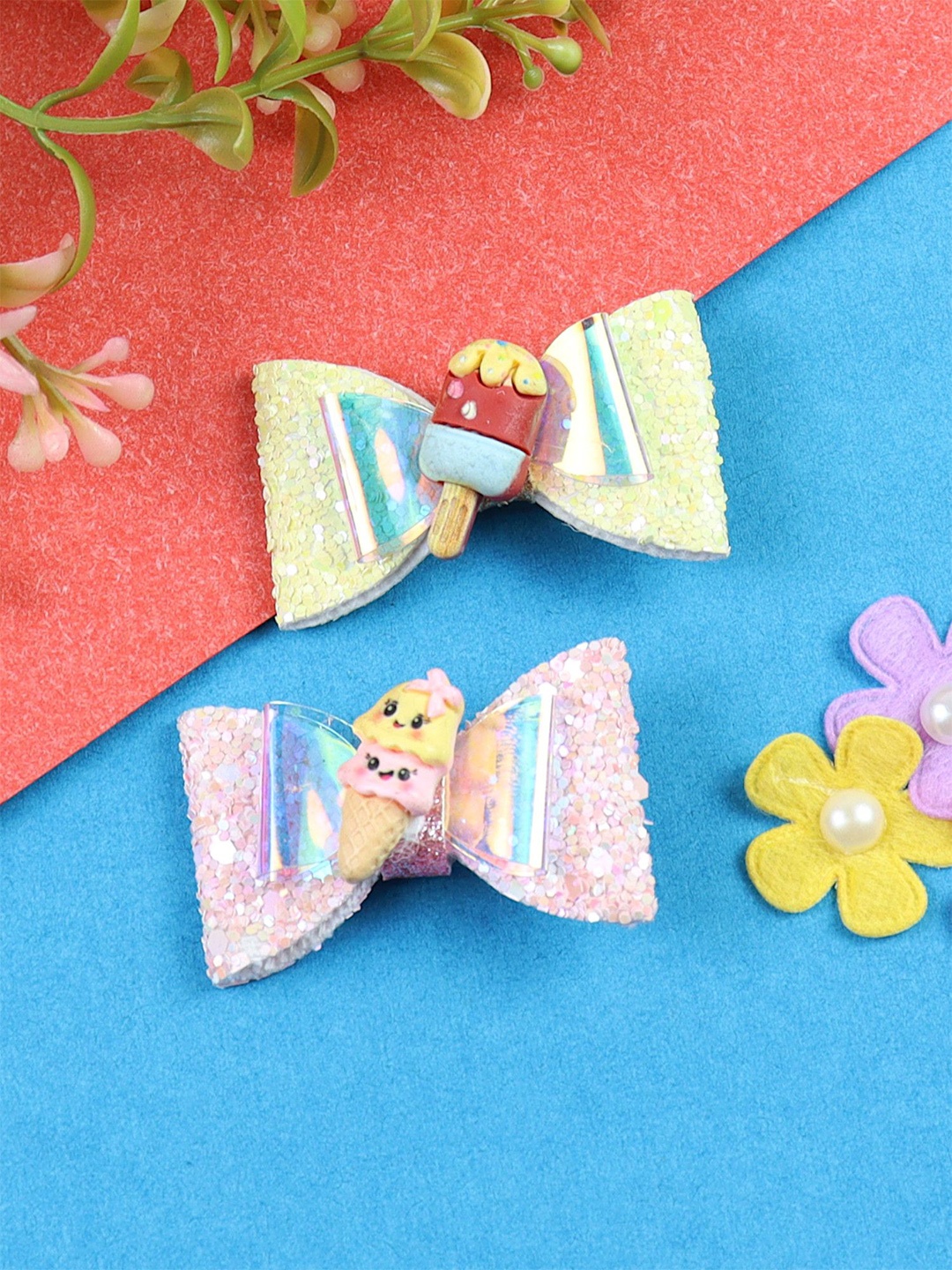 

Asthetika Kids Girls Set of 2 Embellished Alligator Hair Clip, Yellow