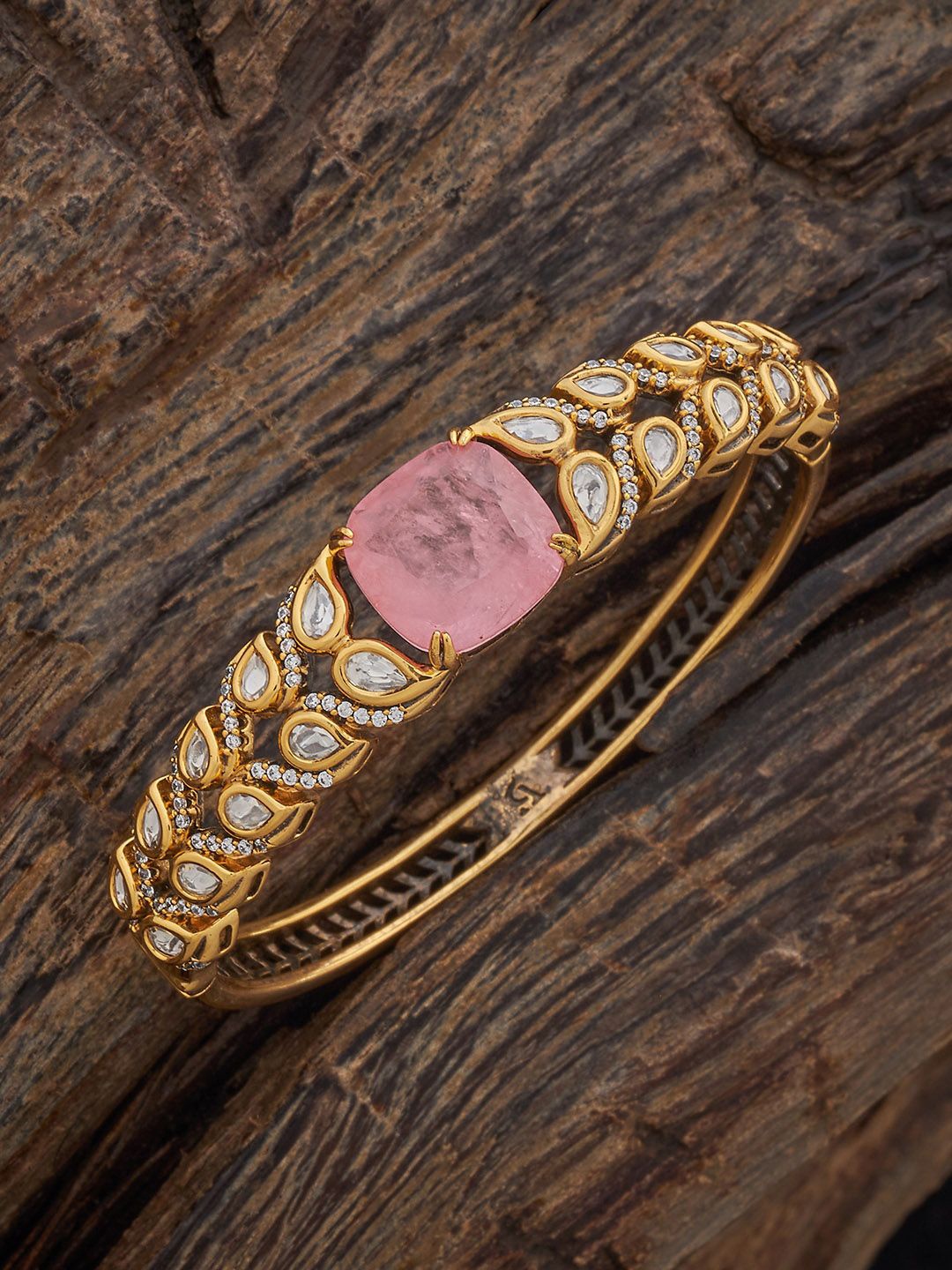 

Kushal's Fashion Jewellery Victorian Plated Kundan Kada Bangle, Gold