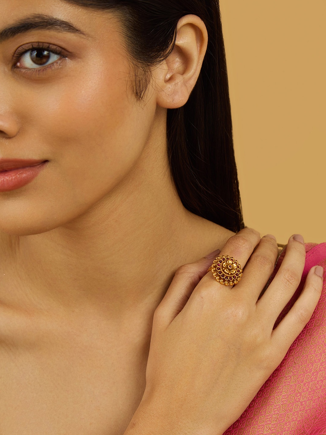 

Kushal's Fashion Jewellery Gold Plated Antique Finger Ring