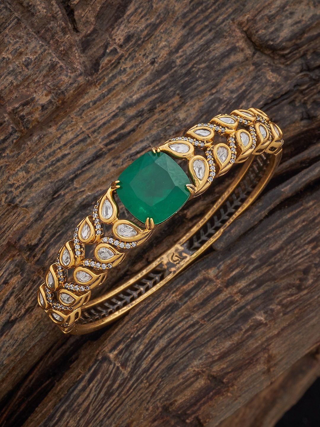 

Kushal's Fashion Jewellery Kundan Studded Kada, Green