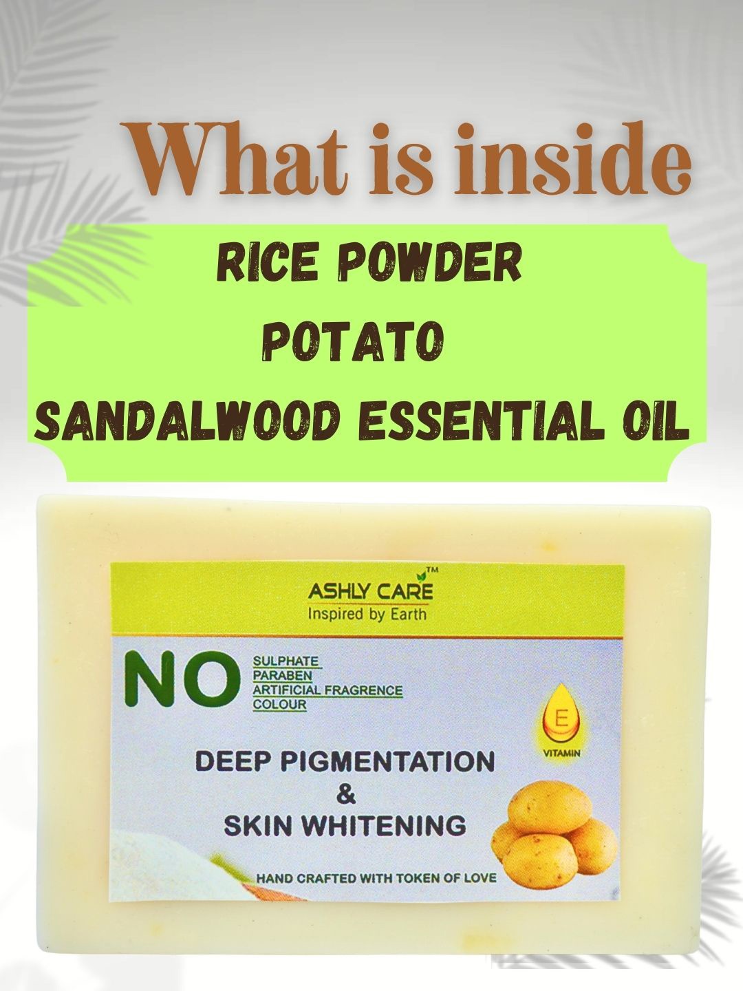

ASHLY CARE Potato Rice With Sandalwood Essential Oil Soap - 100 g, Off white