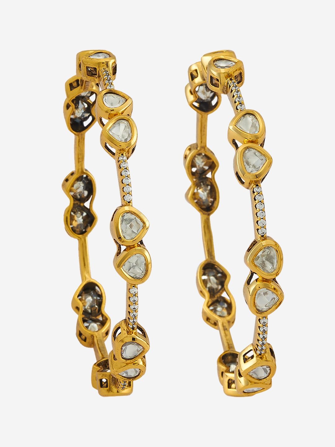 

Kushal's Fashion Jewellery Victorian Plated Party Kundan Bangles, Gold