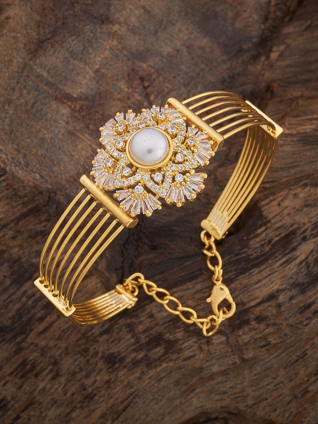 

Kushal's Fashion Jewellery Women Gold-Plated Zircon Kada