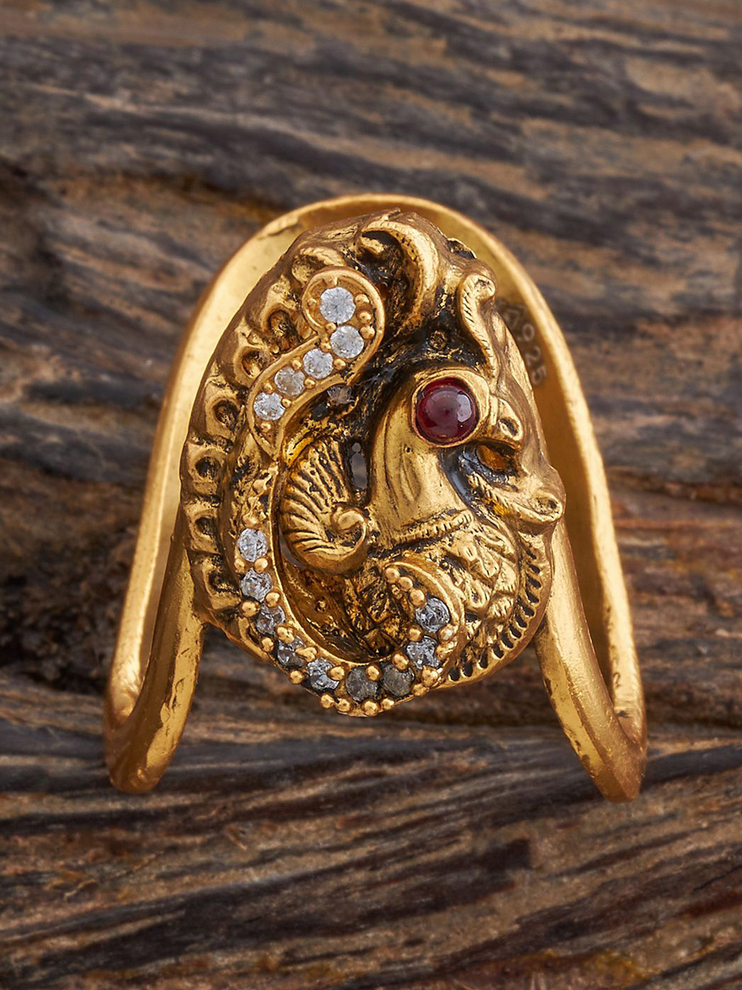

Kushal's Fashion Jewellery Women Gold-Plated Ruby Stone Studded Finger Ring