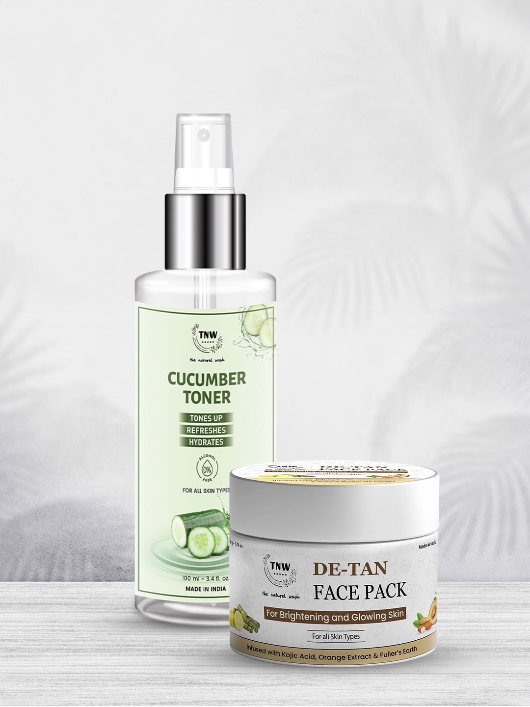 

TNW the natural wash Set of Cucumber Face Toner 100ml & De-Tan Face Pack 50g, White