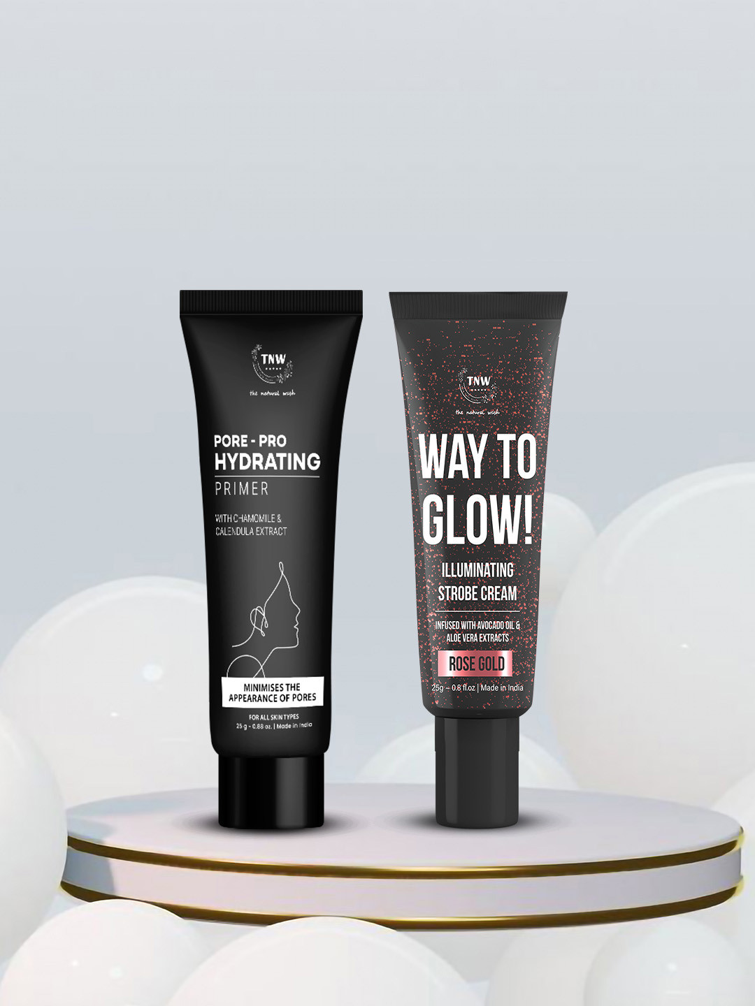 

TNW the natural wash Set of Pore Pro Hydrating Primer & Way to Glow Strobe Cream-25 g each, White