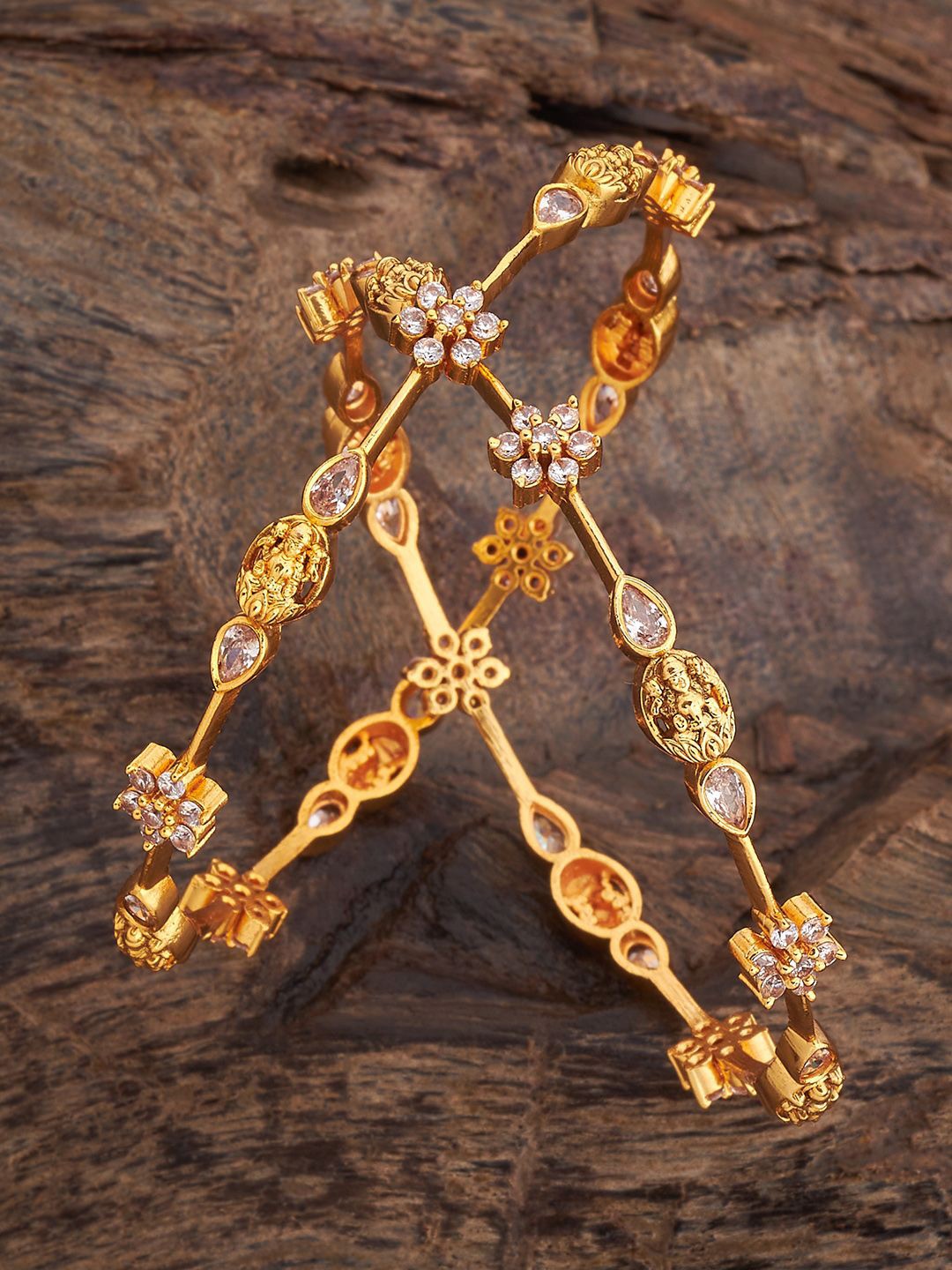 

Kushal's Fashion Jewellery Gold-Plated Ethnic Antique Bangle