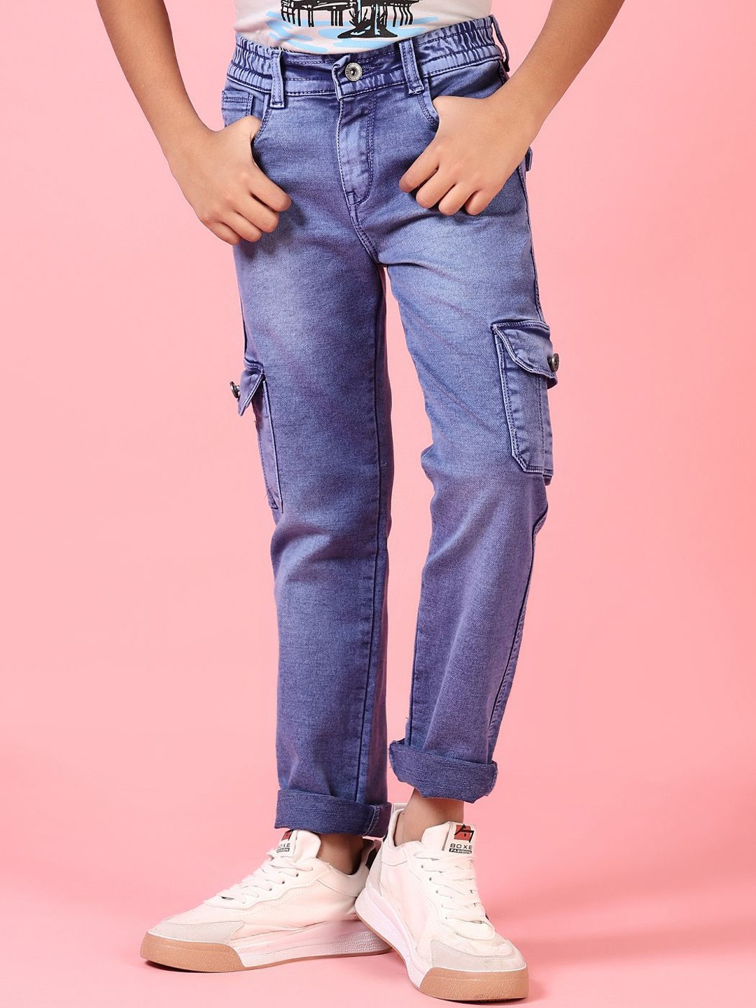 

V-Mart Boys Light Fade Stretchable Jeans, Blue
