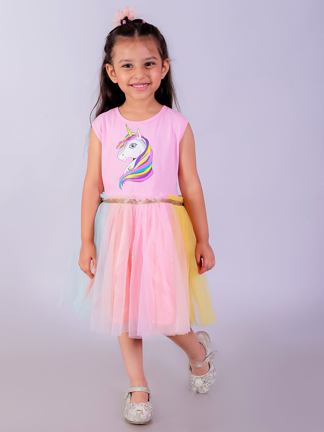 

The Mom Store Girls Sleeveless Cotton Fit and Flare Dress, Pink