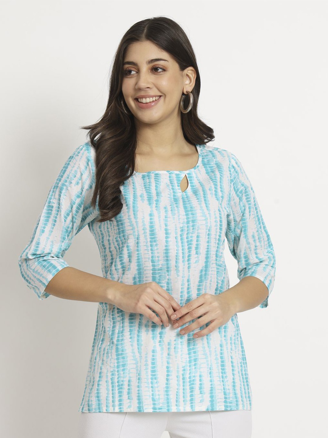 

Peikh Women Striped Cotton Top, Blue