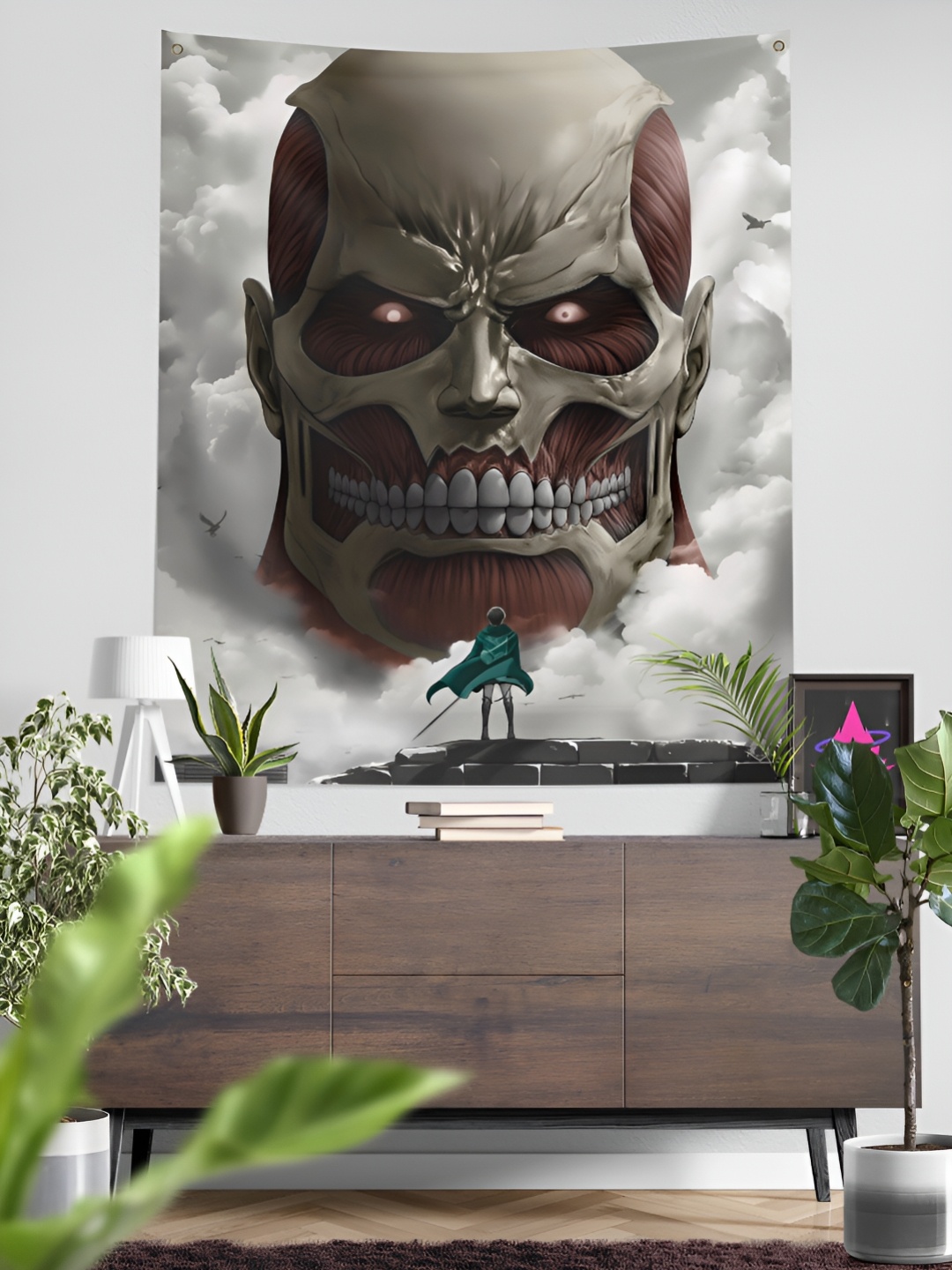 

COMICSENSE Attack on Titan Anime Colossal Printed Tapestry, Grey