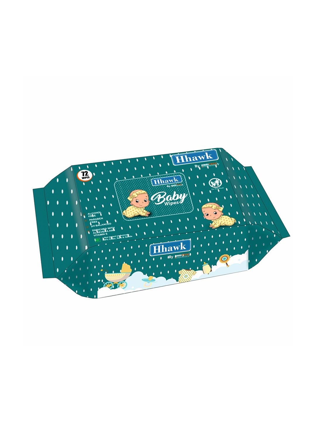 

AMBITECH Baby Wipes Enriched With Aloevera & Vitamin E- 72 Wipes, Green
