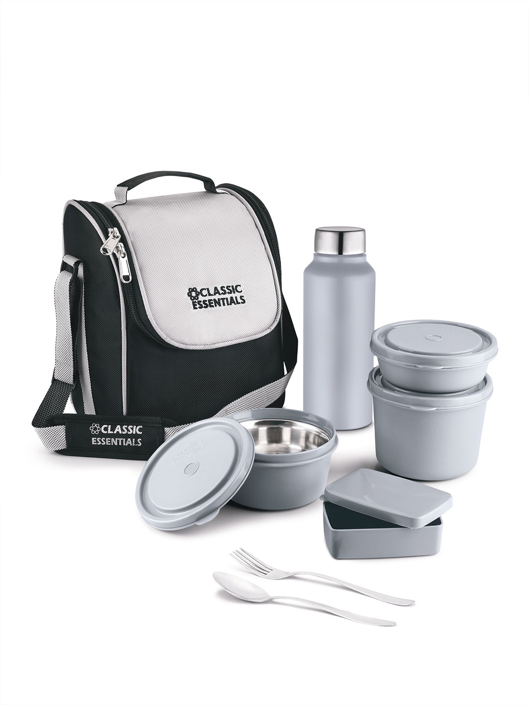 

Classic Essentials Supreme Set of 5 Microwave Safe Lunch box Set 1250 ml, Grey