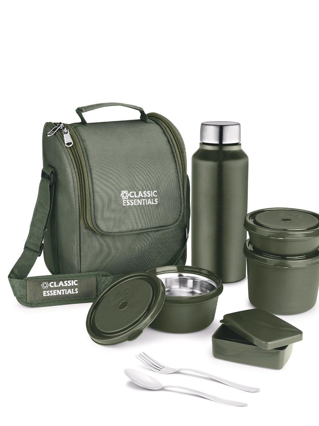 

Classic Essentials Supreme Set of 5 Microwave Safe Lunch box Set 1250 ml, Green