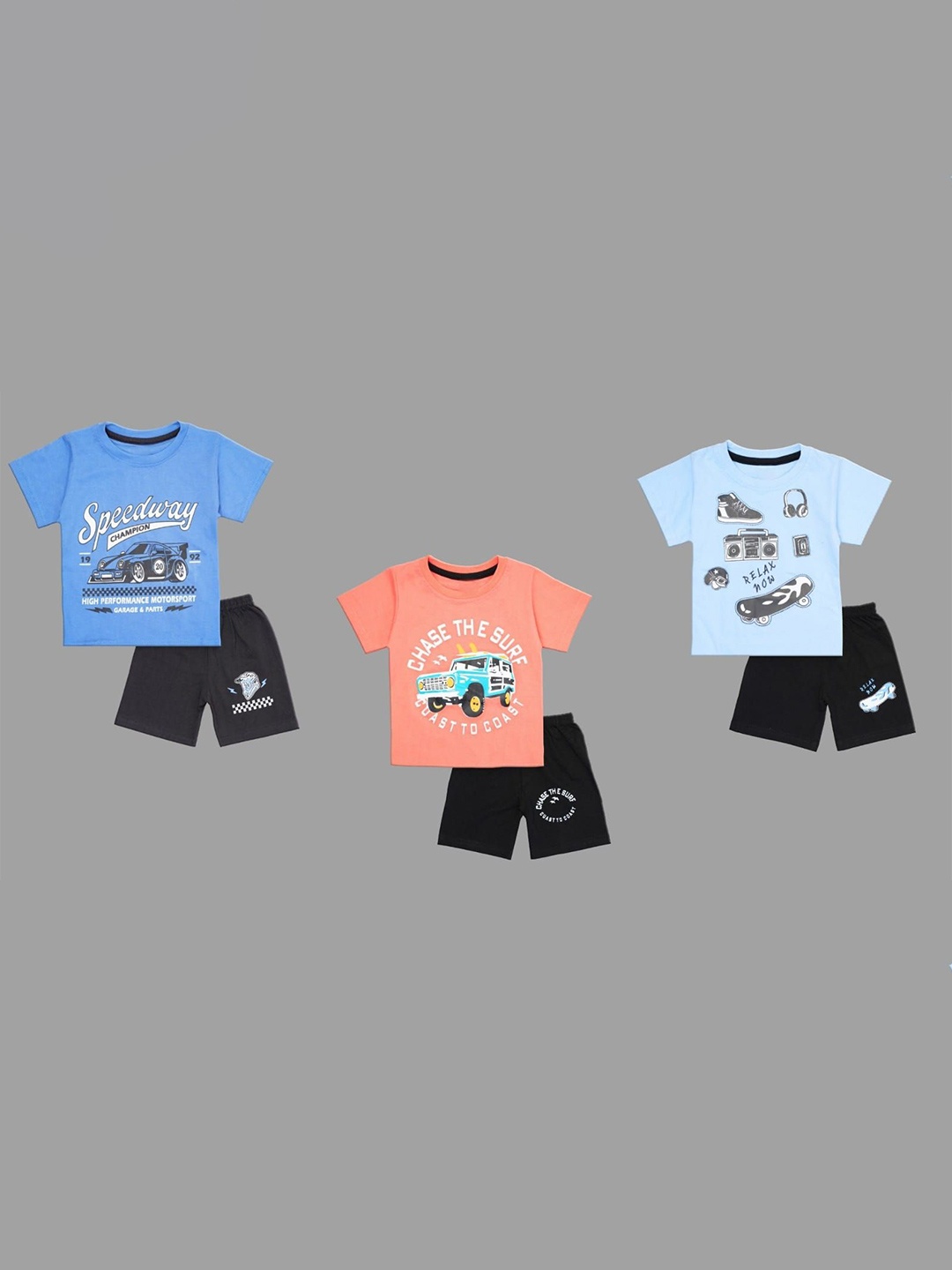 

BAESD Unisex Kids Printed T-shirt with Shorts, Blue