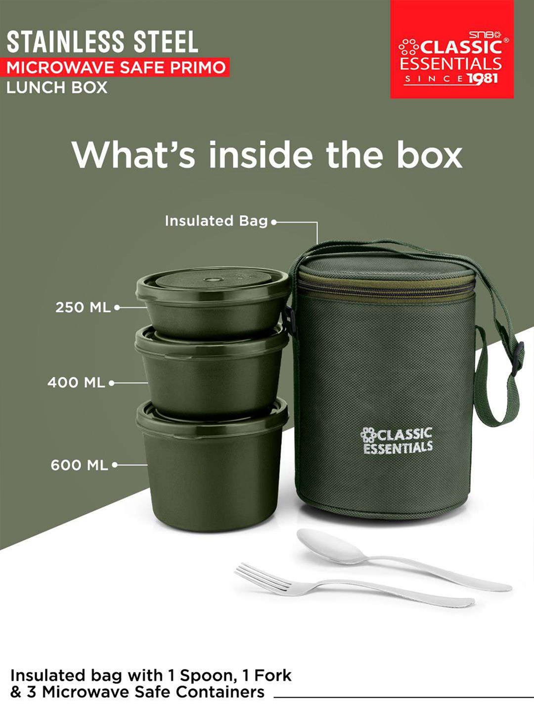 

Classic Essentials Unisex Green Lunch Box