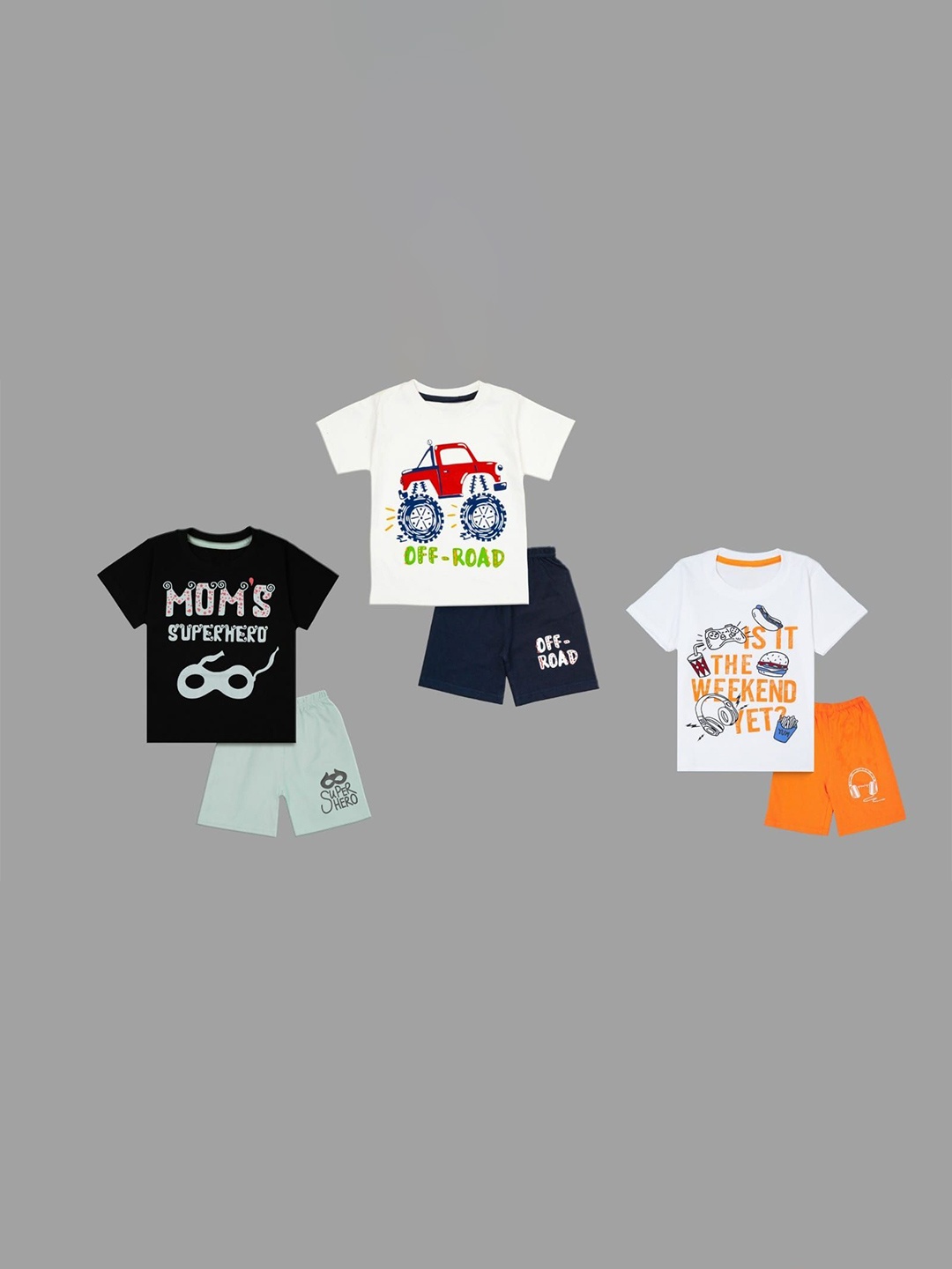 

BAESD Unisex Kids Printed T-shirt with Shorts, Black