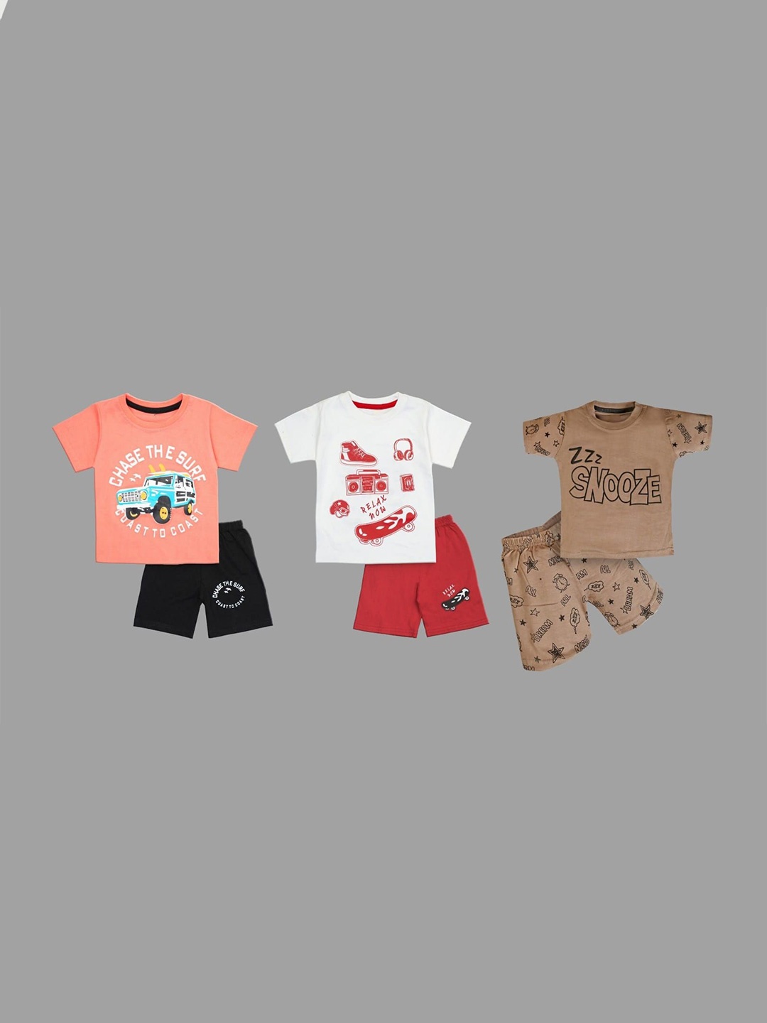 

BAESD Unisex Kids Printed T-shirt with Shorts, Brown