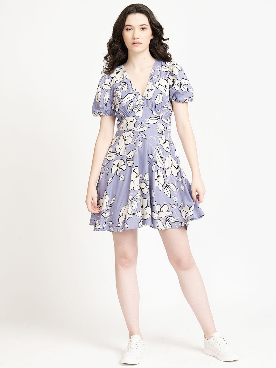 

June 9 Clothing Women Floral Printed Fit & Flare Midi Dress, Lavender