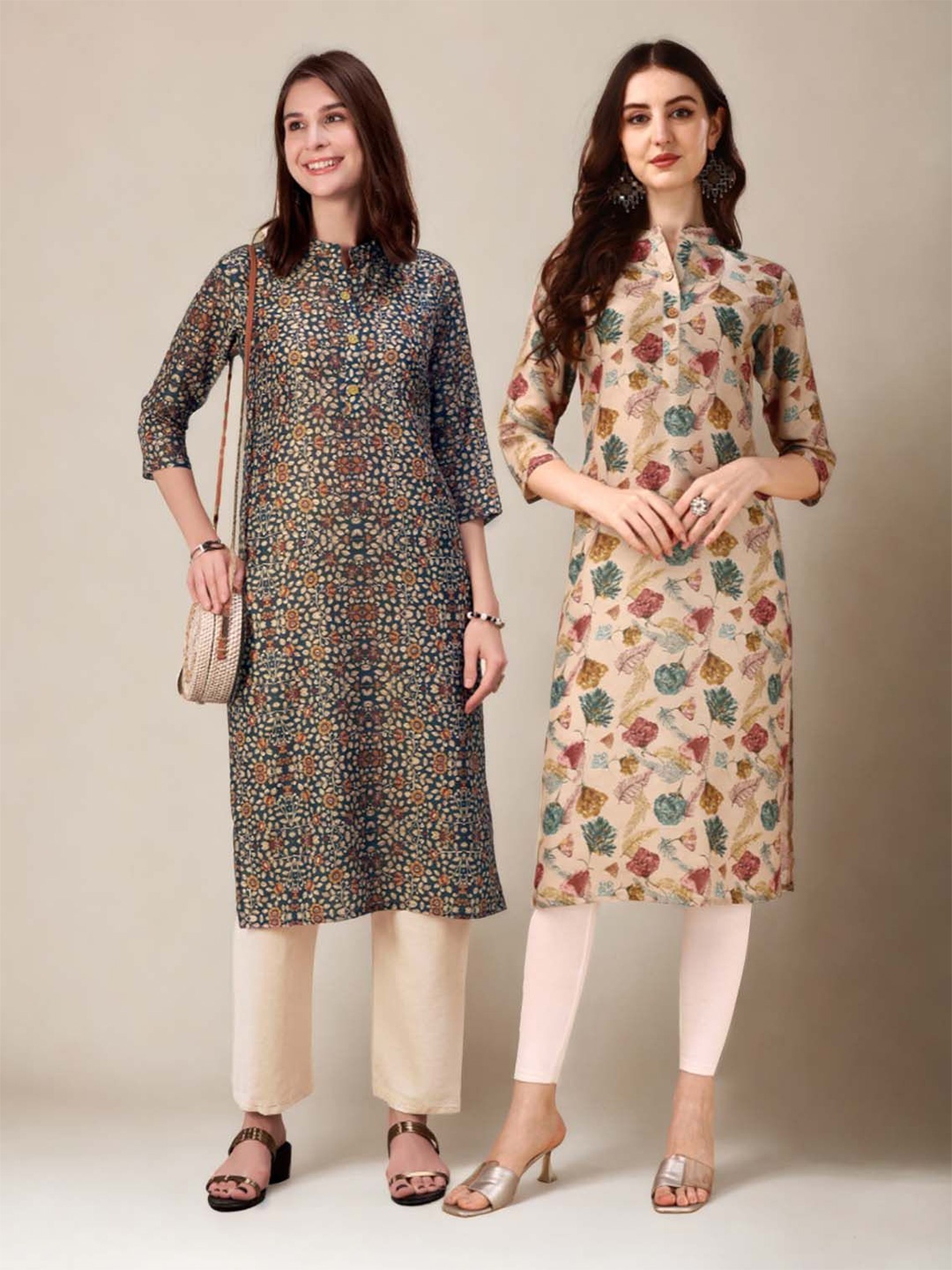 

Anouk Rustic Women Pack Of 2 Printed Straight Kurtas, Black