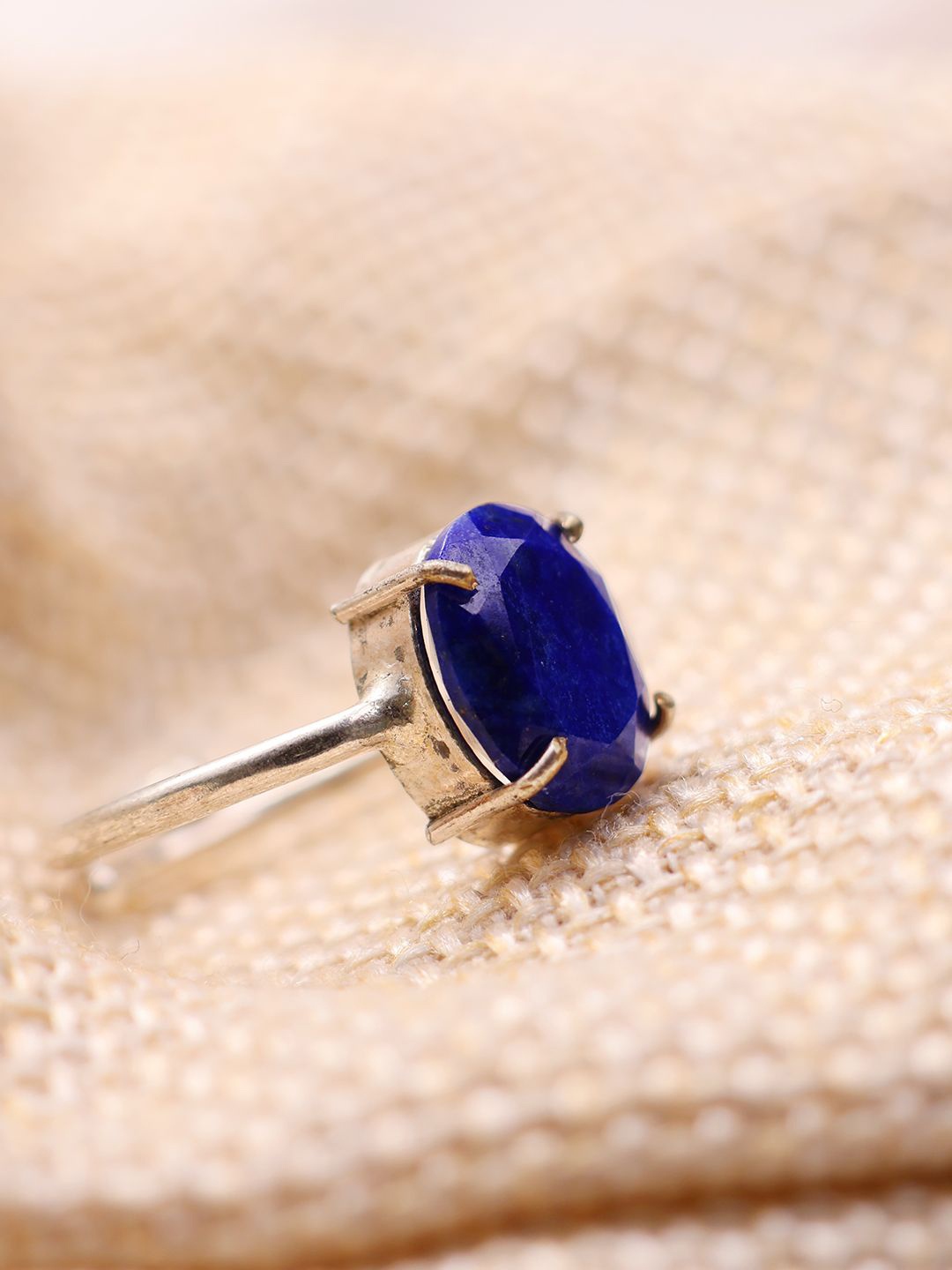 

Shubhanjali Silver-Plated Stone-Studded Adjustable Finger Ring