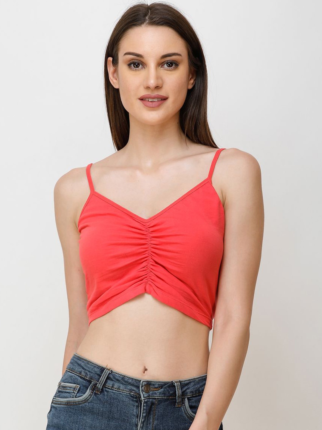 

BAESD Shoulder Straps Tank Crop Top, Coral