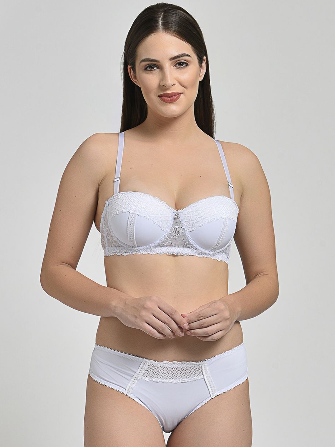 

MAKCLAN Women Self-Designed Non Padded Lingerie, White