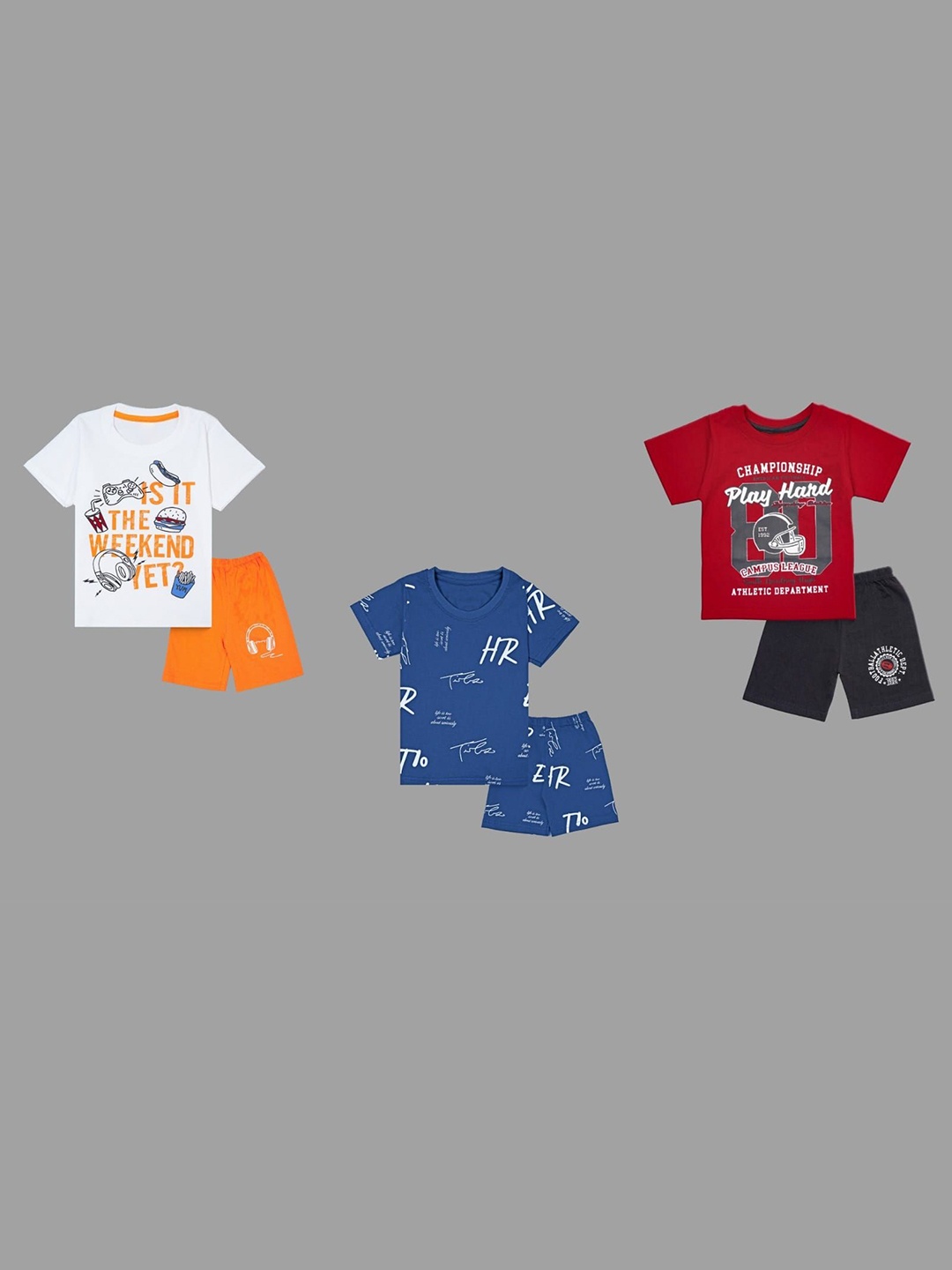 

BAESD Unisex Kids Printed T-shirt with Shorts, Blue