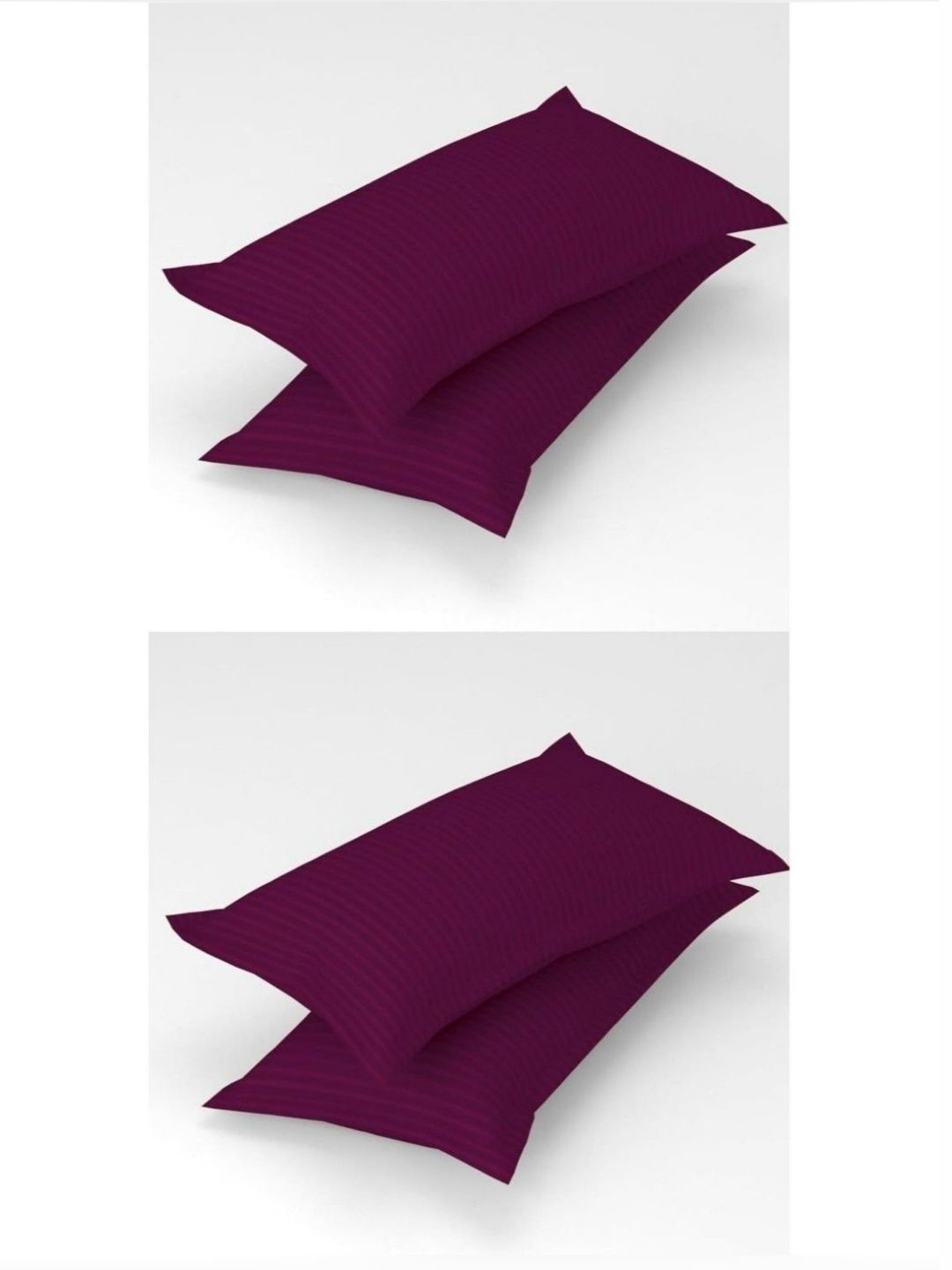 

UrbanArts Burgundy 4 Pieces Striped Pure Cotton Rectangle Pillow Covers