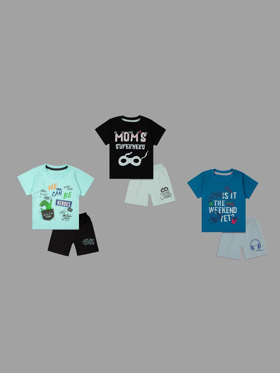 

BAESD Unisex Kids Printed T-shirt with Shorts, Blue