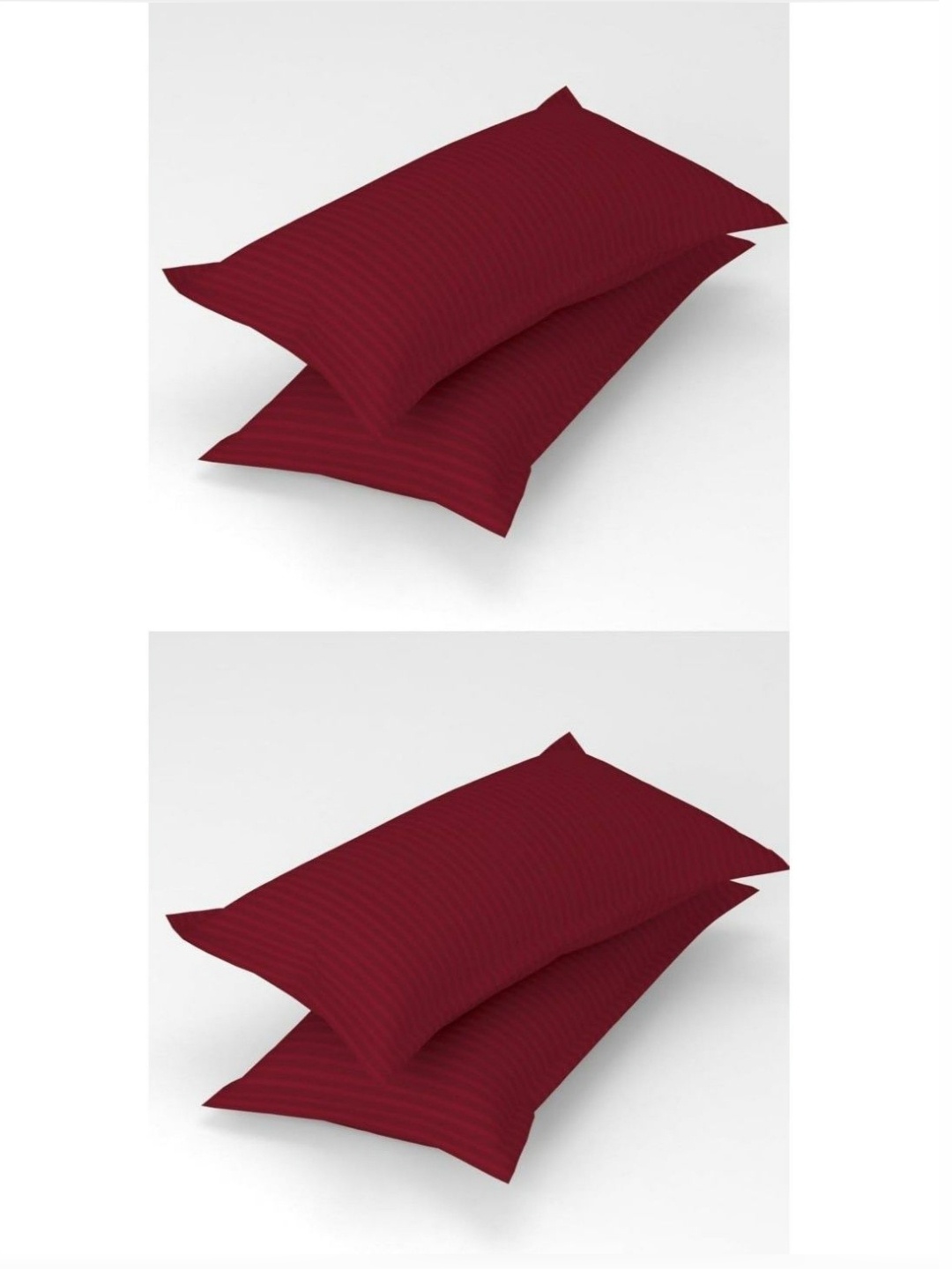 

UrbanArts Maroon 4 Pieces Striped Pure Cotton Rectangle Pillow Covers