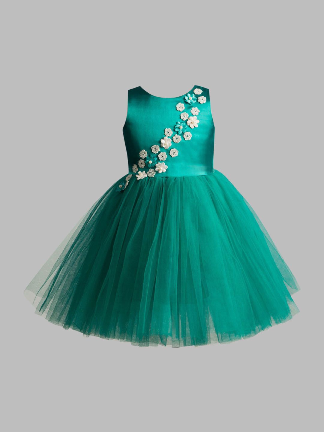 

Toy Balloon kids Girls Embellished Net Fit & Flare Dress, Green