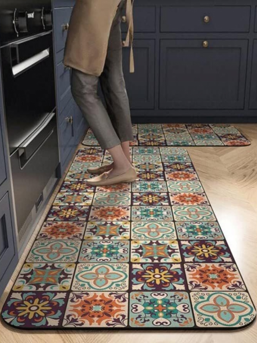 

Deoxys Set Of 2 110GSM Kitchen Rugs Set, Multi