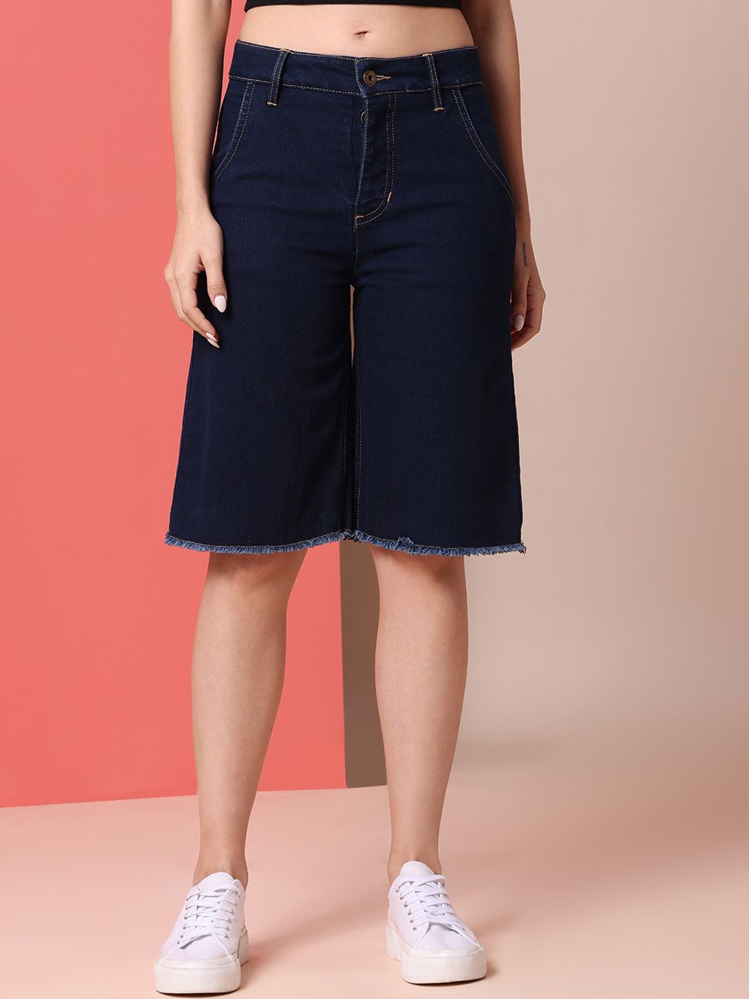 

Chemistry Women Fashion Regular Fit Cotton Denim Shorts, Navy blue