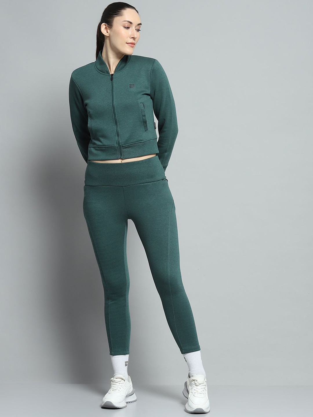 

rock.it Women Mock Collar Neck Mid Rise Tracksuit, Teal