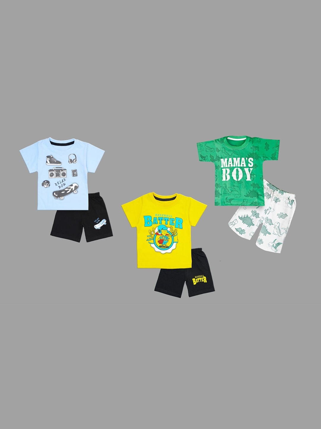 

BAESD Unisex Kids Printed T-shirt with Shorts, Yellow