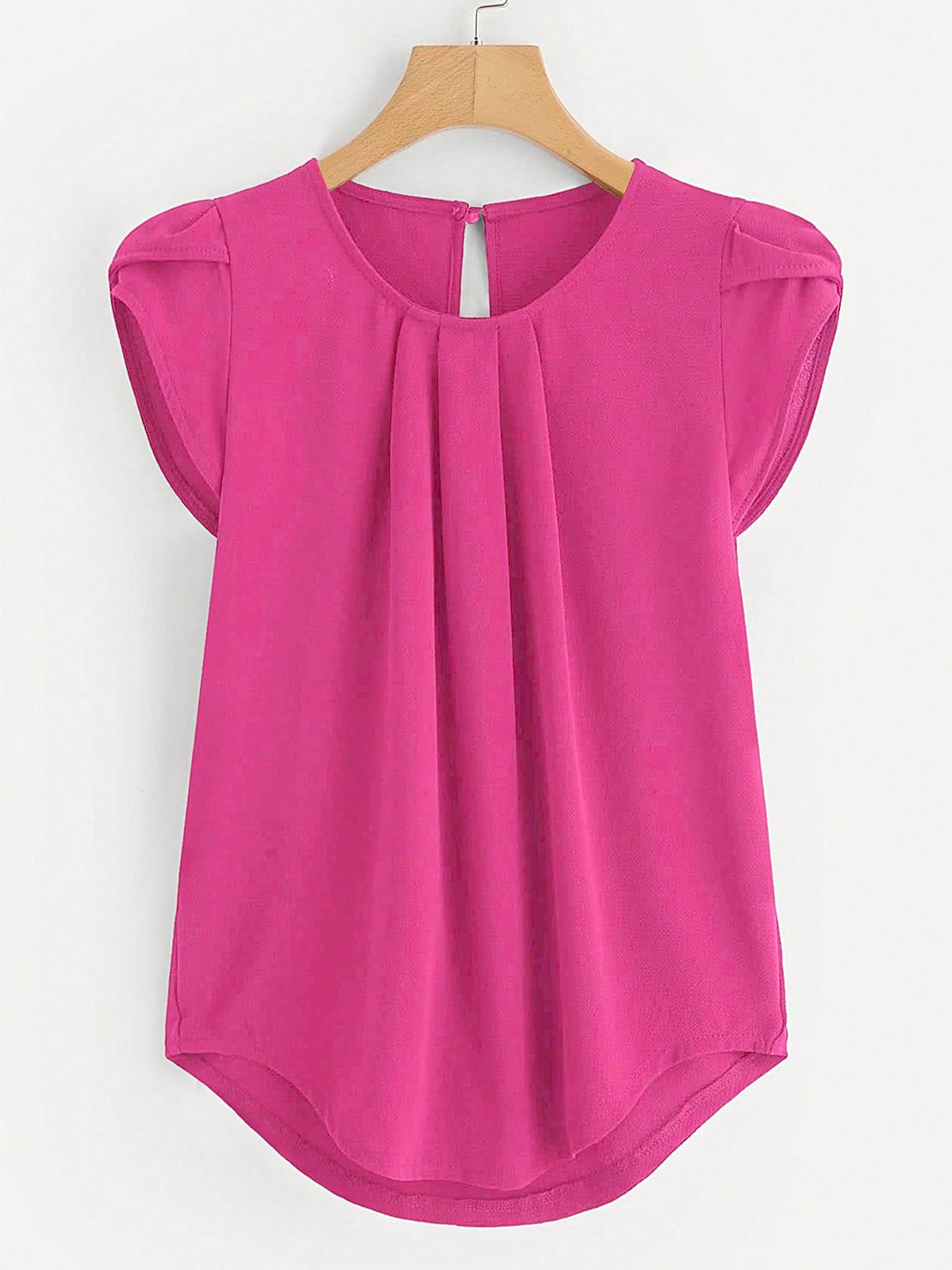 

LULU & SKY Women Round Neck High-Low Top, Pink
