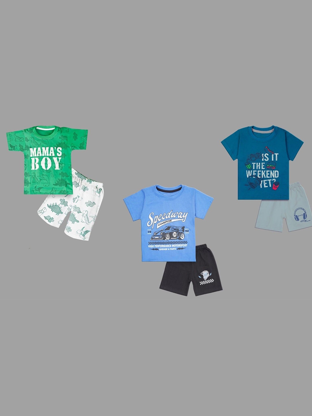 

BAESD Unisex Kids Printed T-shirt with Shorts, Blue