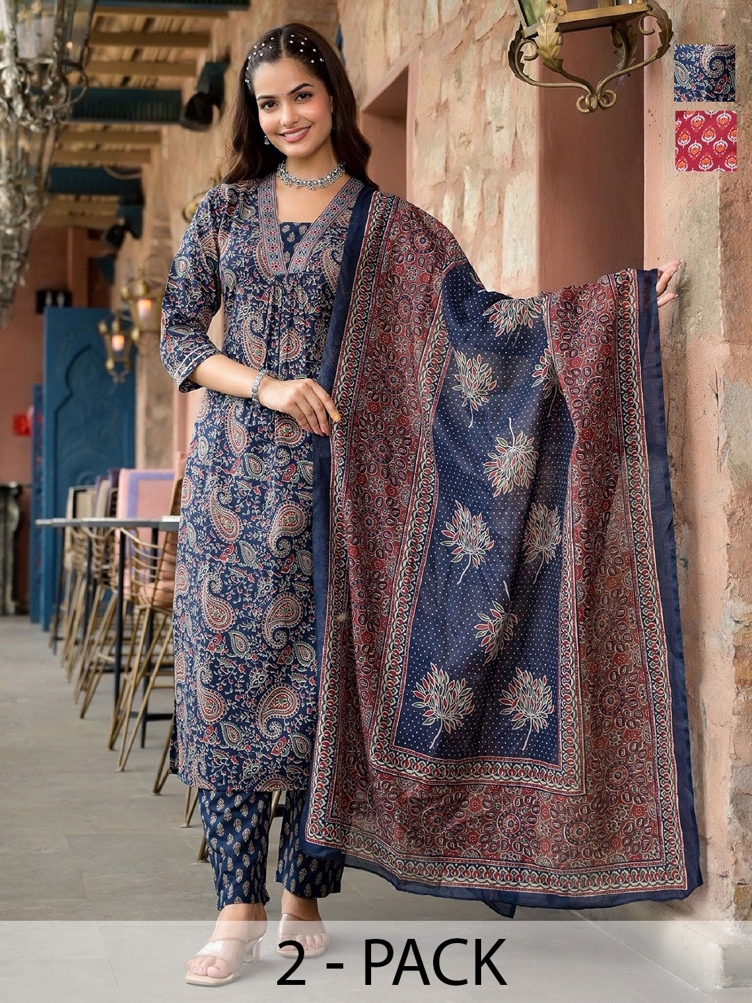 

KALINI Women Kurta Sets, Maroon