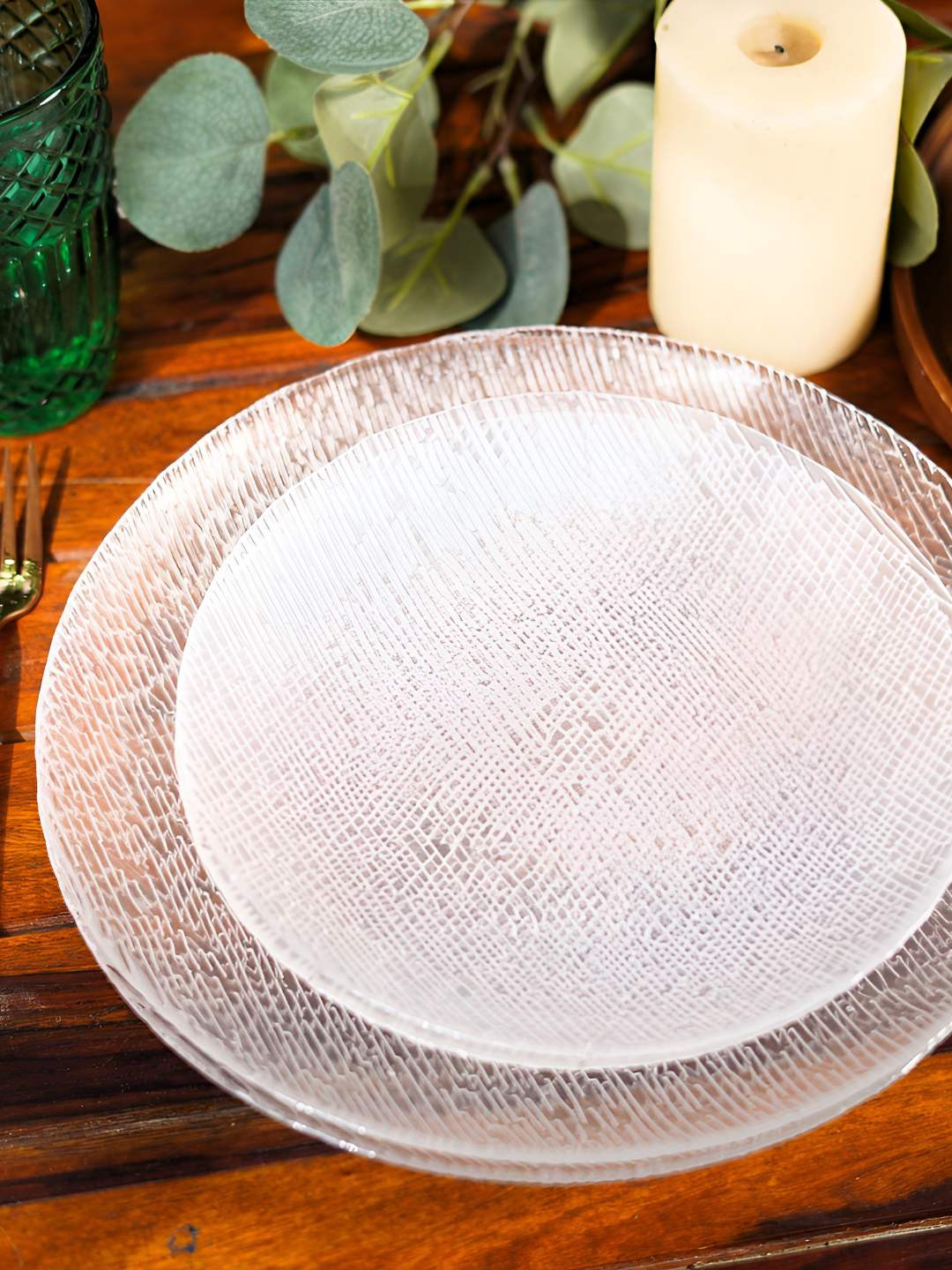 

THE ARTMENT 8 Pieces Moonbeam Transparent Easy to Clean Glass Plates