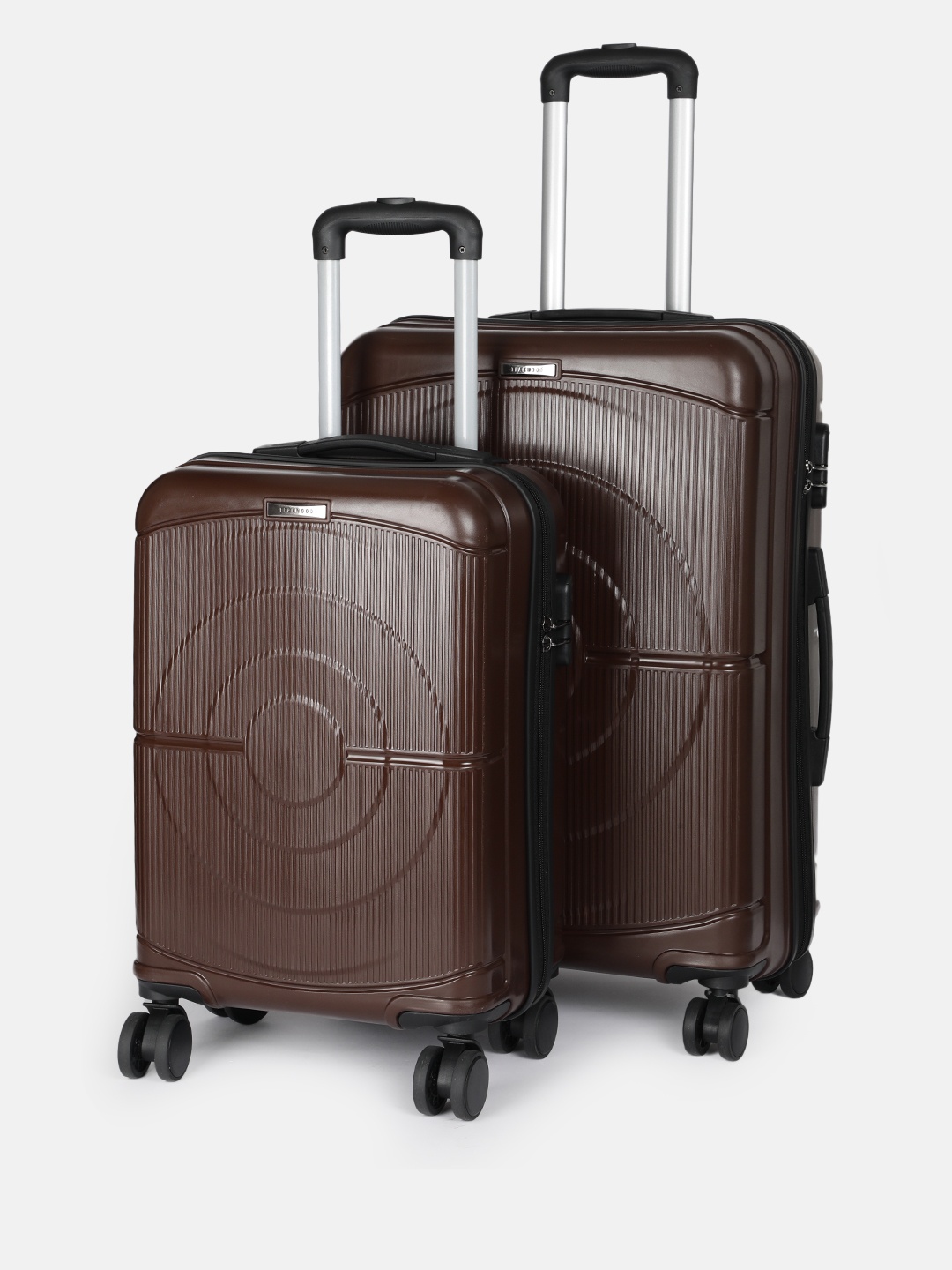 

Teakwood Leathers Set Of 2 Textured Hard Sided Trolley Bag 95L, Brown