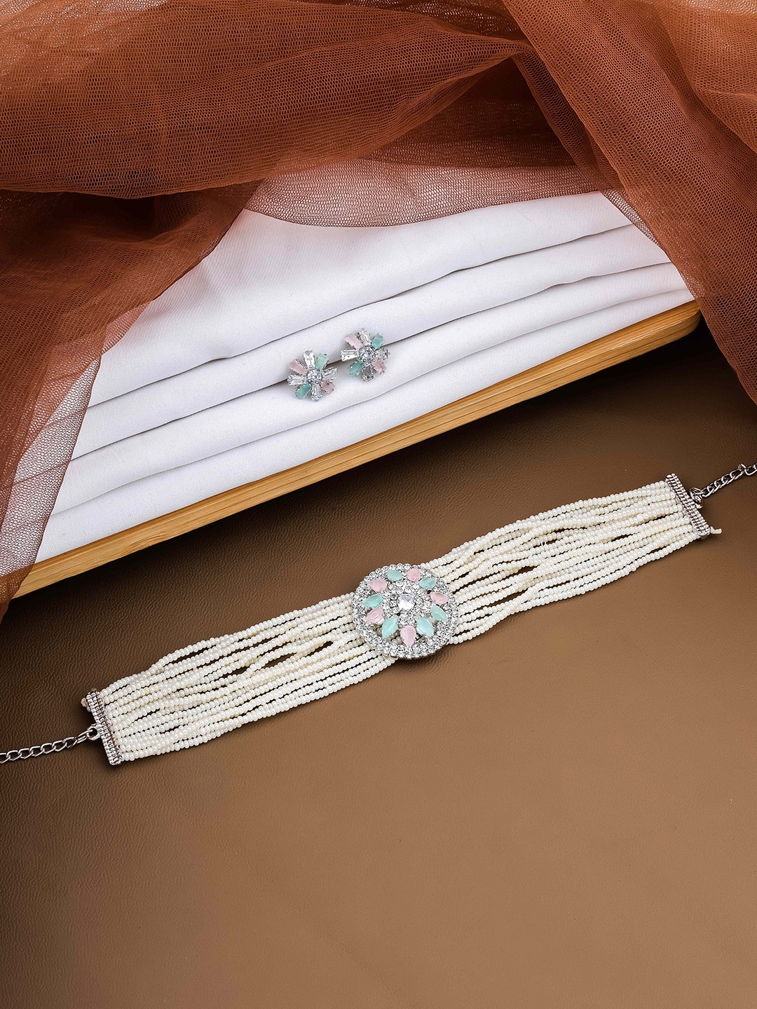 

Wynona Silver-Plated Stone-Studded & Beaded Jewellery Set