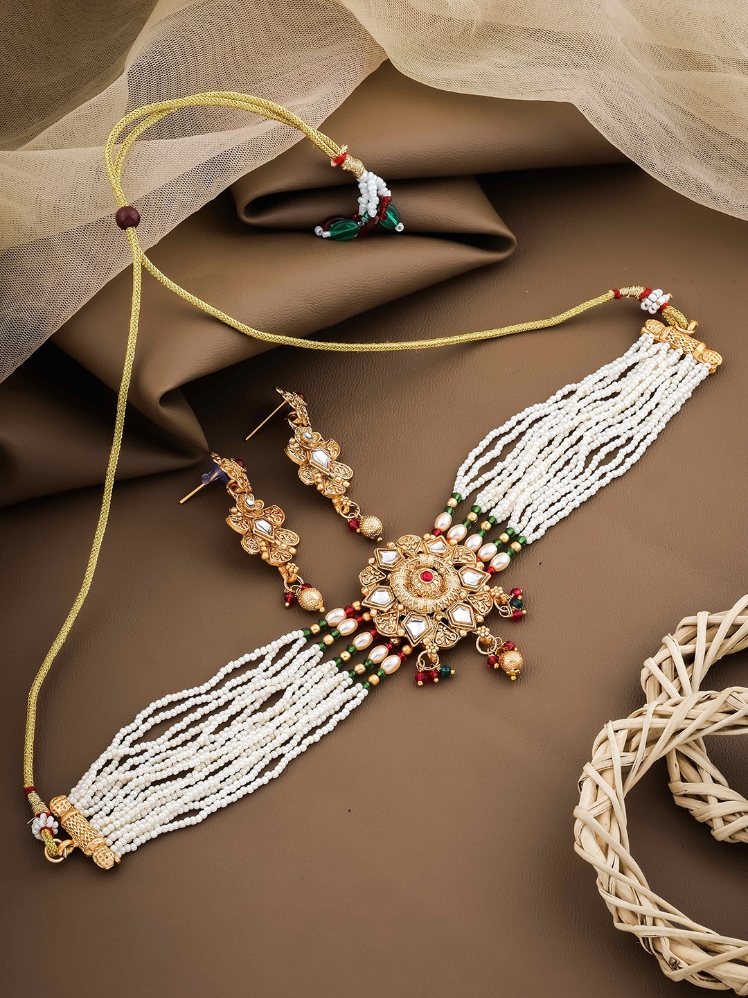 

Wynona Gold-Plated Stones-Studded & Beaded Jewellery Set