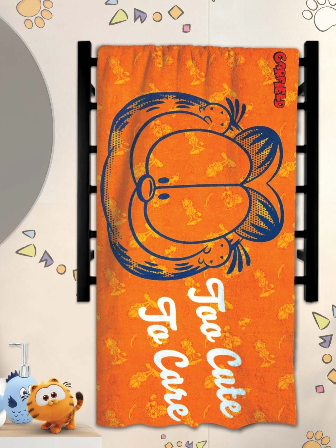 

Athom Living Orange & Navy Blue 1 Printed Cotton 350 GSM Bath Towel