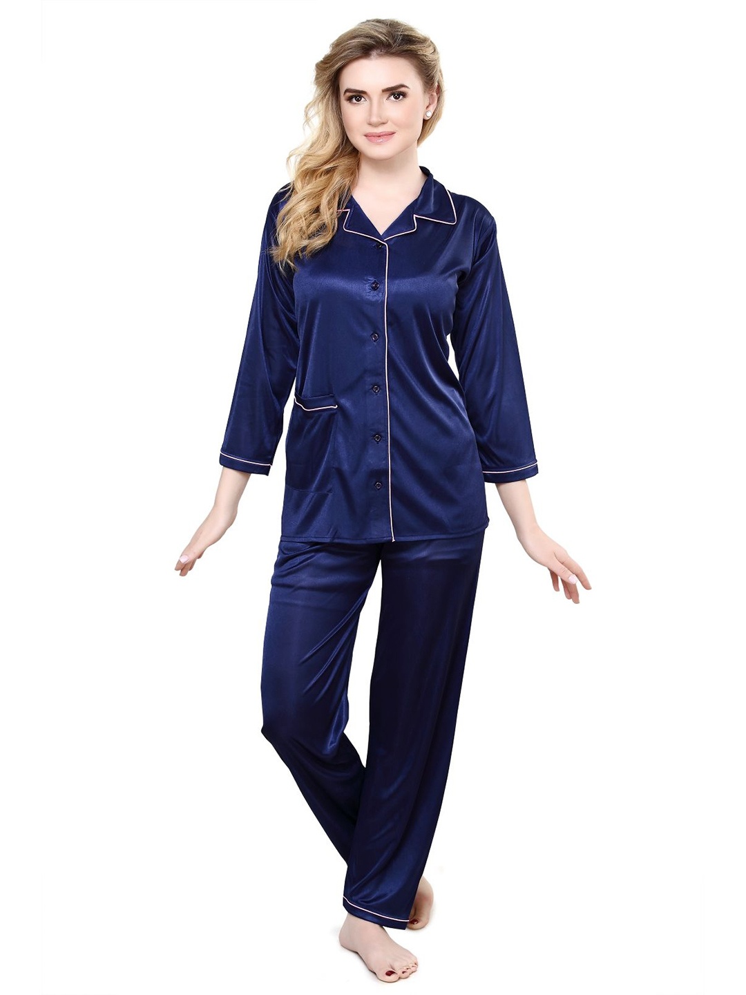 

TIGYWIGY Satin Night Suits, Navy blue