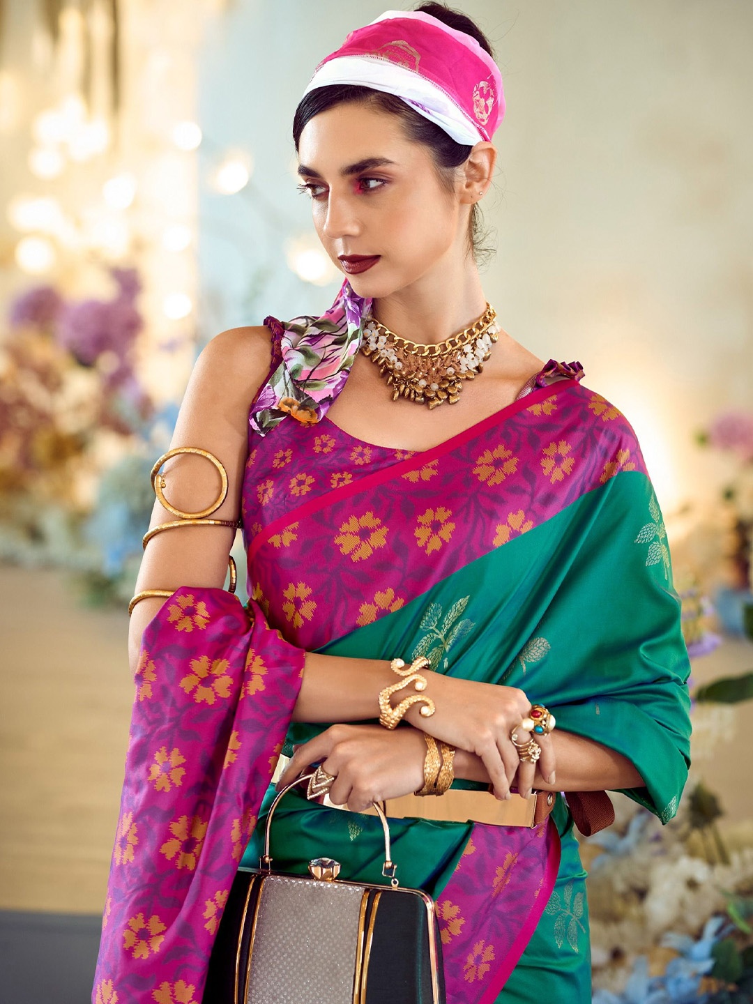 

MAHALASA Pure Soft Silk Weaving Ikat Saree, Purple