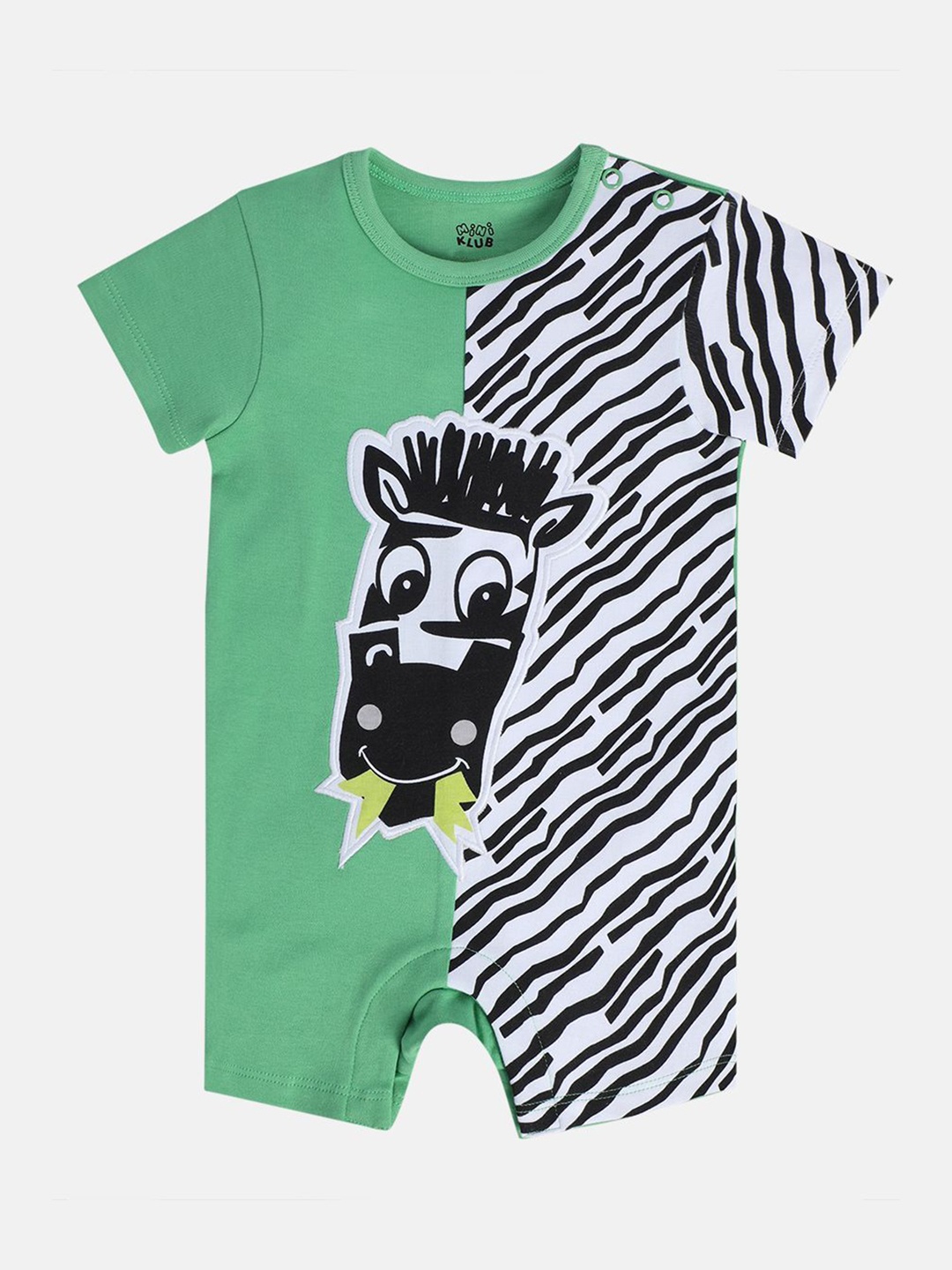 

MINI KLUB Boys Printed Pure Cotton Romper, Green